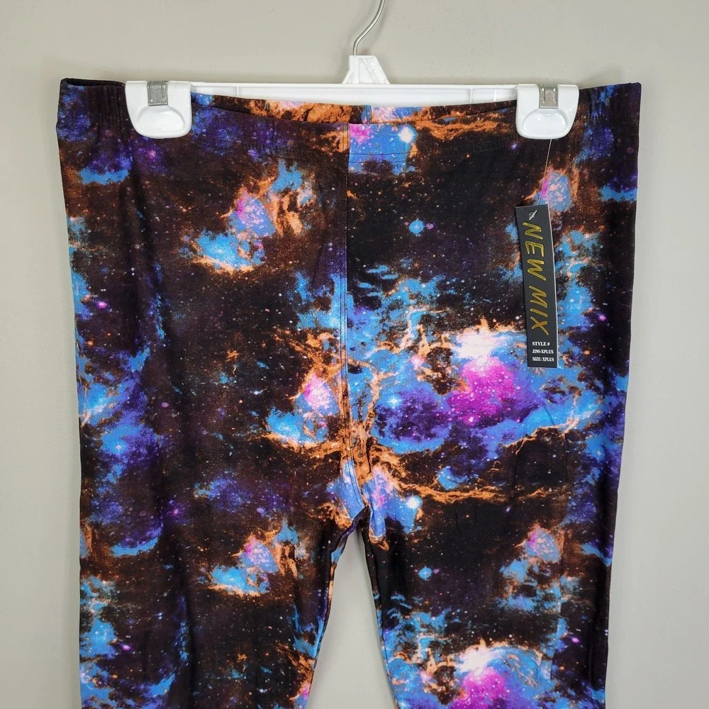 New Mix Dark Galaxy Polyester Spandex‎ Ankle Leggings Extra Plus Size